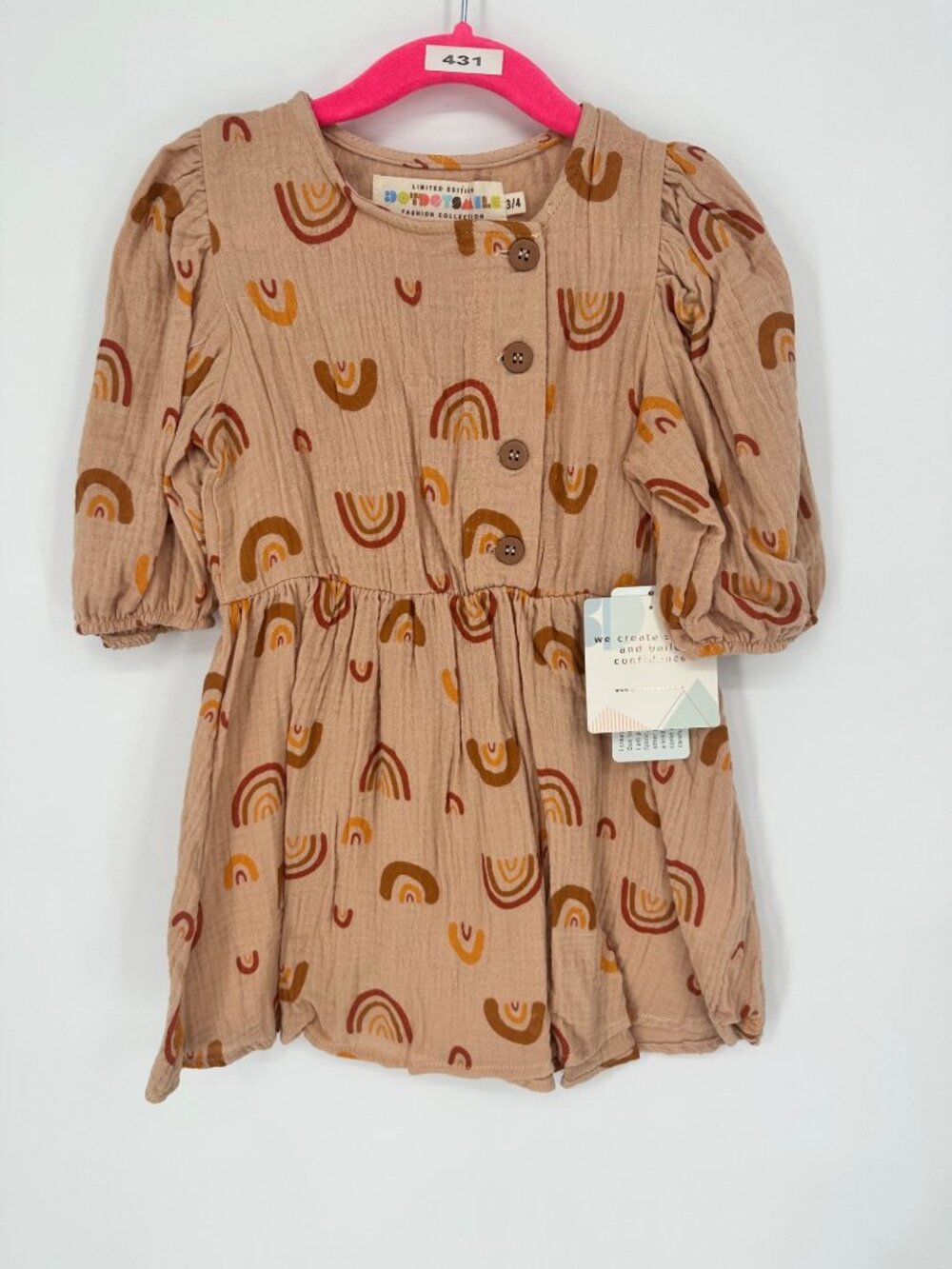 Dotdotsmile Girls Dress Size 3/4 Rainbow Print New With Tags